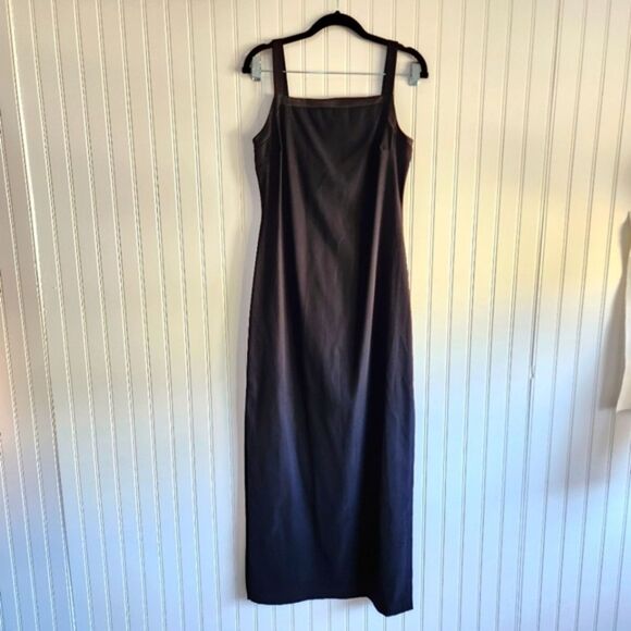 RAMPAGE Vintage Y2K Solid Black Square-Neck Side Slit Maxi Length Dress 9 - Picture 1 of 6